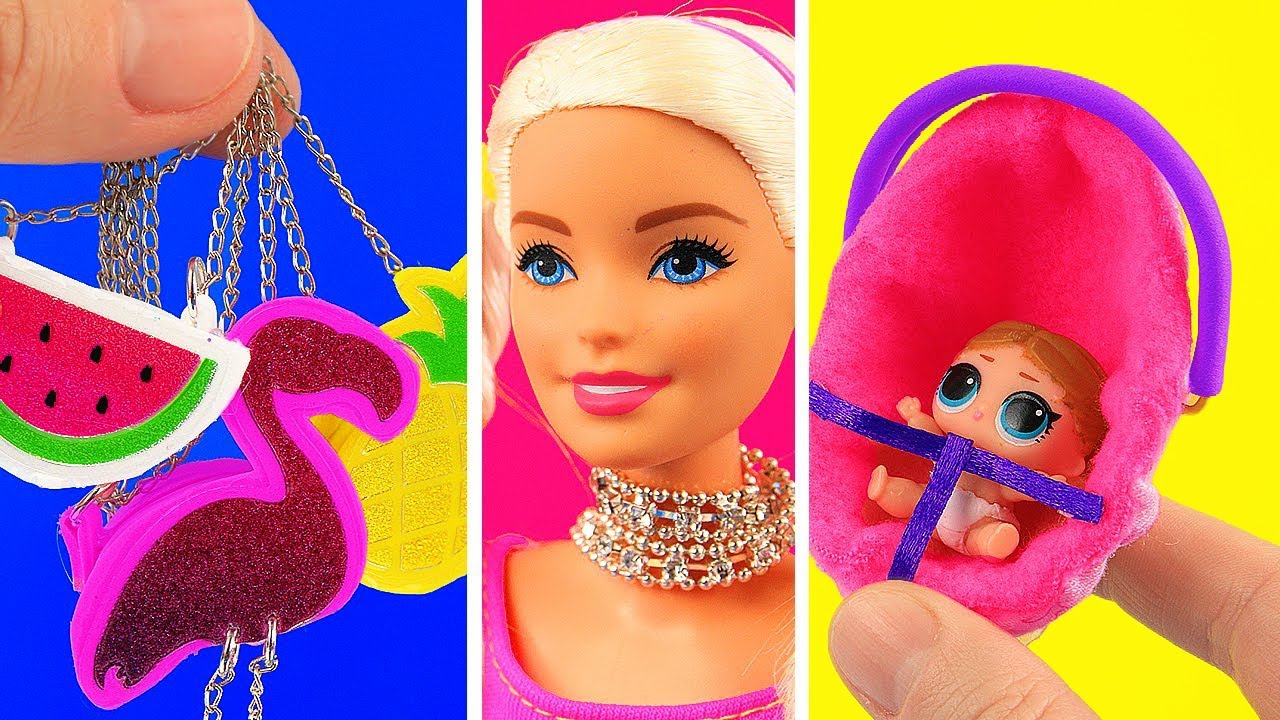 11 DIY BARBIE HACKS:  diy handbags, car seat, and more